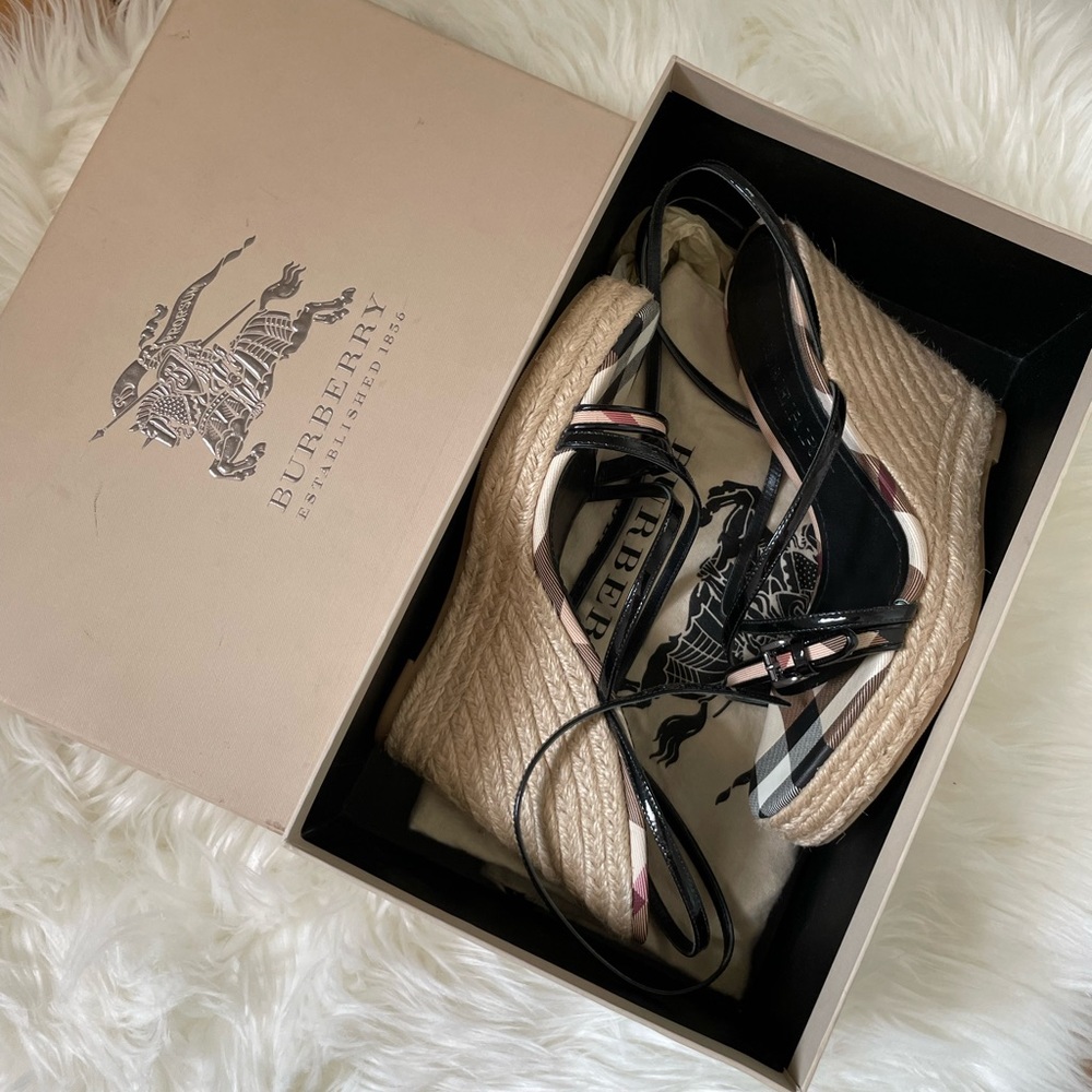 BURBERRY
Nova Check Espadrille Wedge Sandals 39